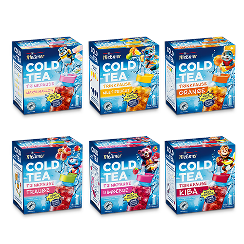 Meßmer-Cold-Tea-Packshots-von-sechs-Produkten-Cold-Tea-Trinkpause